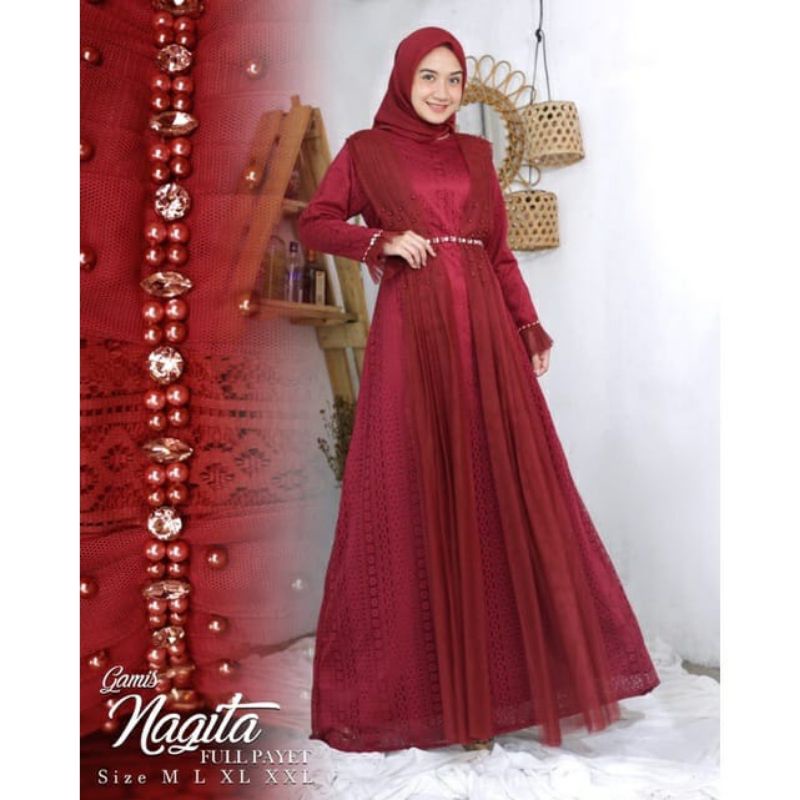 Fashion muslim gamis lebaran//Dresss kekinian//gamis pesta modern