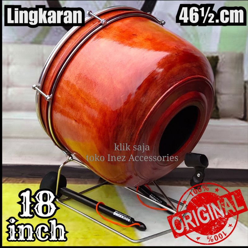 Bas Hadroh Polos Atau Bas 18 inch Natural Lingkaran Mika 46½.cm Power Beat Putih