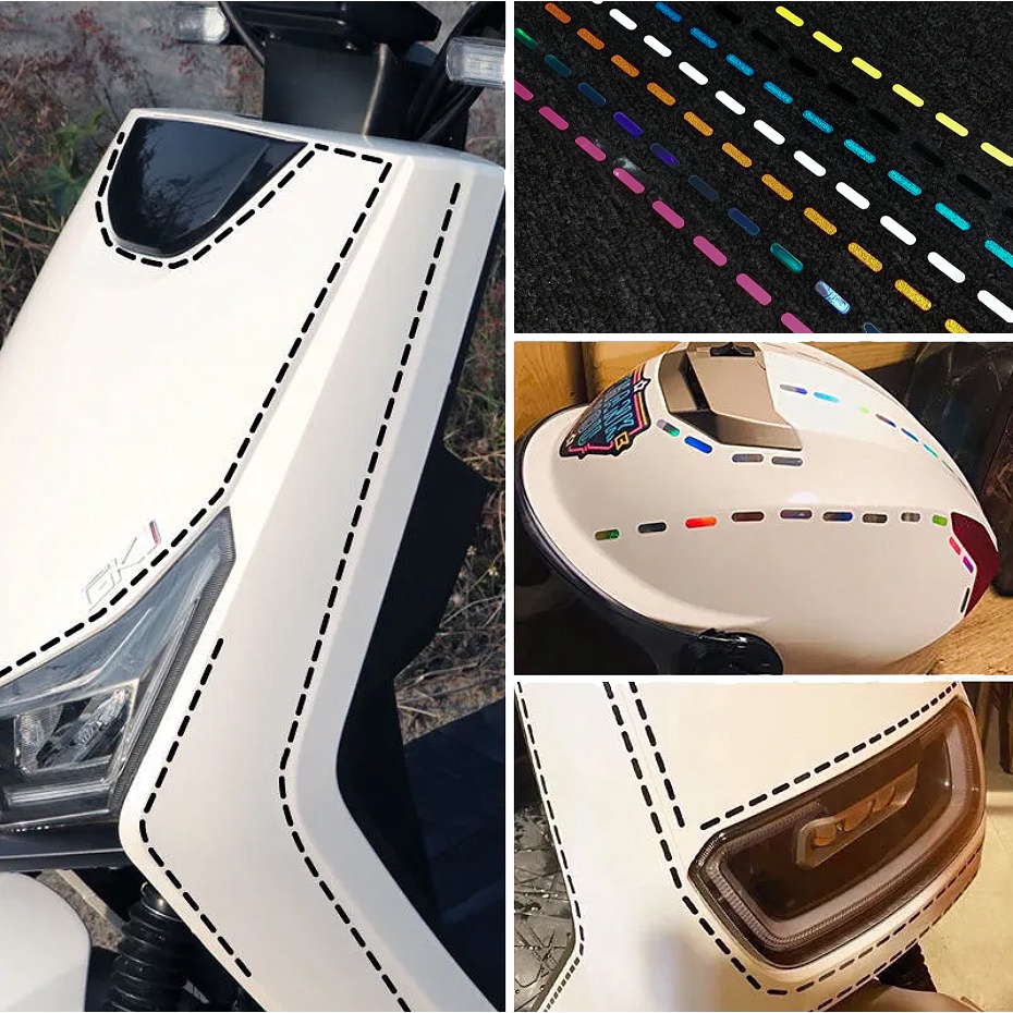 Universal DIY Dotted Line Sepeda Motor Stiker Dekoratif Jahit Stitch Skuter Sepeda Helm Kreatif Dimodifikasi Stiker untuk PIAGGIO Vespa