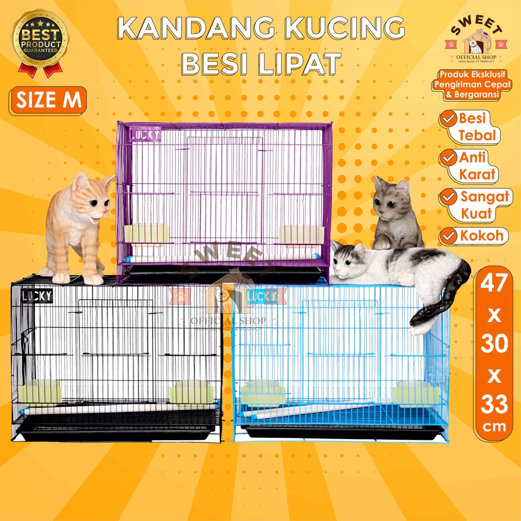 KANDANG KUCING BESI LIPAT SIZE M 50x40x30 IMPORT HIGH QUALITY- BEST PET CAGE - KELINCI SUGAR GLIDER-8