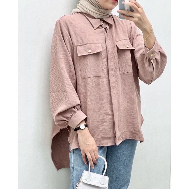 1KG MUAT 5PCS | KARINA BLOUSE OVERSIZE SHIRT TOP HITS OOTD ALA SELEBGRAM FASHION GROSIR WANITA TERMURAH