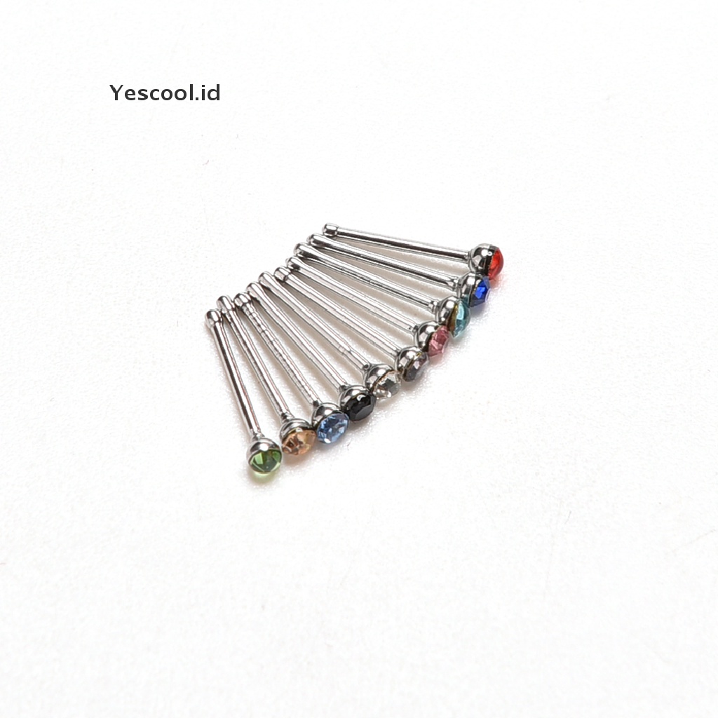 【Yescool】 Chic Crystal Rhinestone Nose Ring Bone Stud Surgical Steel Body Piercing Jewelry .