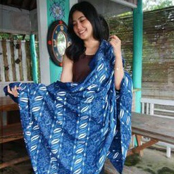 KAIN BATIK WANITA KAIN BATIK CAP METERAN KAIN BATIK WARNA BIRU AWET BATIK LESMANA SOLO