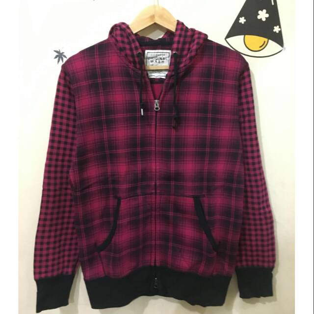 Jaket Ziphoodie Uniqlo Squares purple origina vintage hoodie second