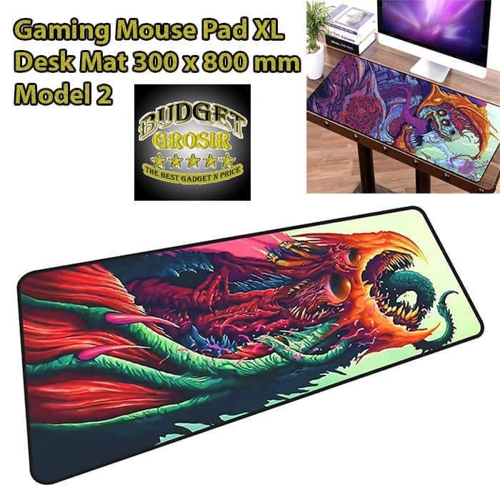 Gaming Mouse Pad XL Desk Mat 300 x 800 mm Model 2 - MP005--HITAM