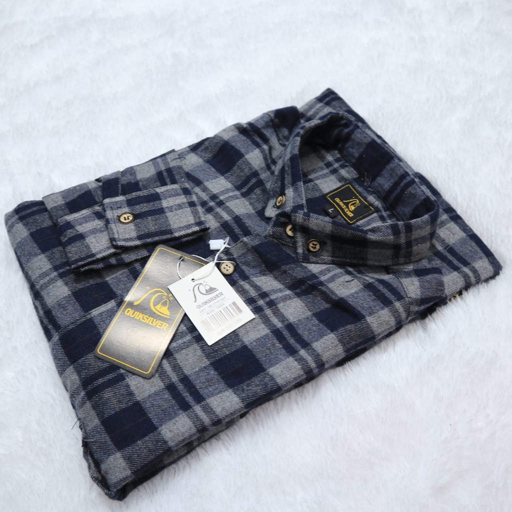 Kemeja flanel Quicksilver lengan panjang - kemeja pria - kemeja kekinian