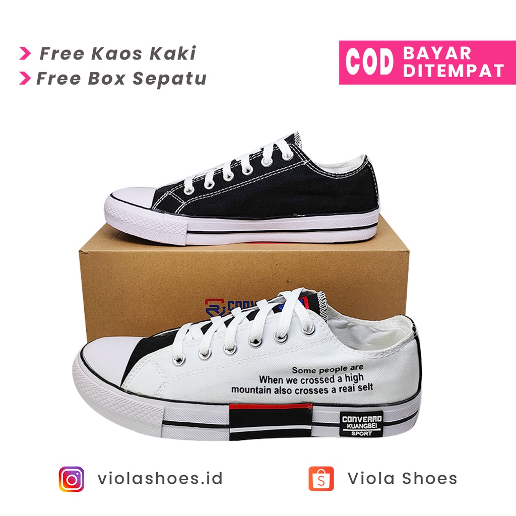 CUCI GUDANG SALE Sepatu Fashion Converro Terbaru Sneakers Casual Impor Termurah Sepatu Canvas Korean Style Unisex Kekinian Sepatu Premium Terlaris Sepatu Wanita Kanvas Sneakers Tali Outsole Tebal Tren Cewe Terkini Elegan Mewah Keren