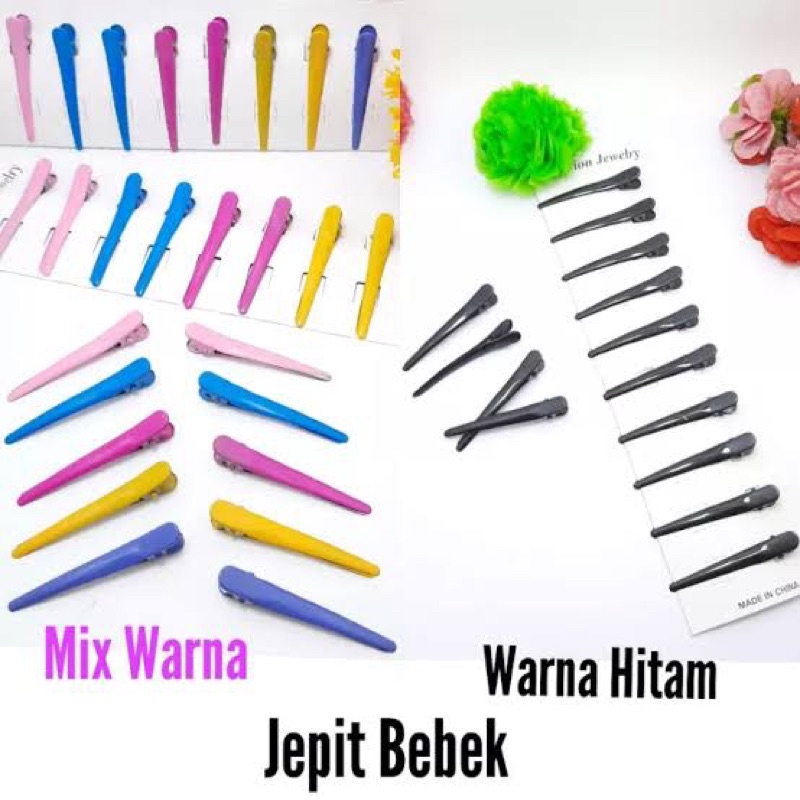 Jepit poni hitam cocor bebek besi (10pc) grosir