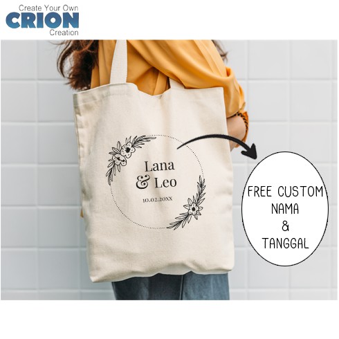 Totebag Blacu - Souvenir/Kado Pernikahan - Bisa Custom Nama - By Crion