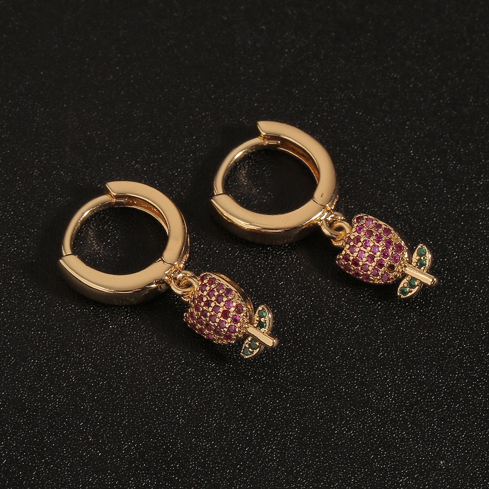 Kalung Pinwei bertatahkan zircon warna mawar anting-anting wanita kreatif drop anting-anting Baru