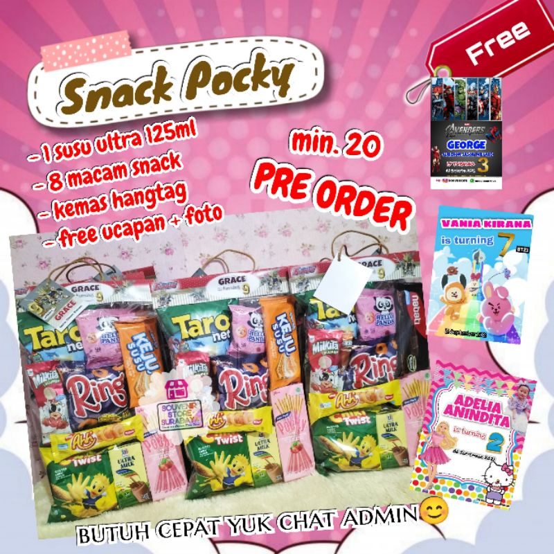 Goodiebag Snack Ultah /Hangtag Label Snack/Bingkisan Ultah / Paket ulang tahun anak/snack ultah sby