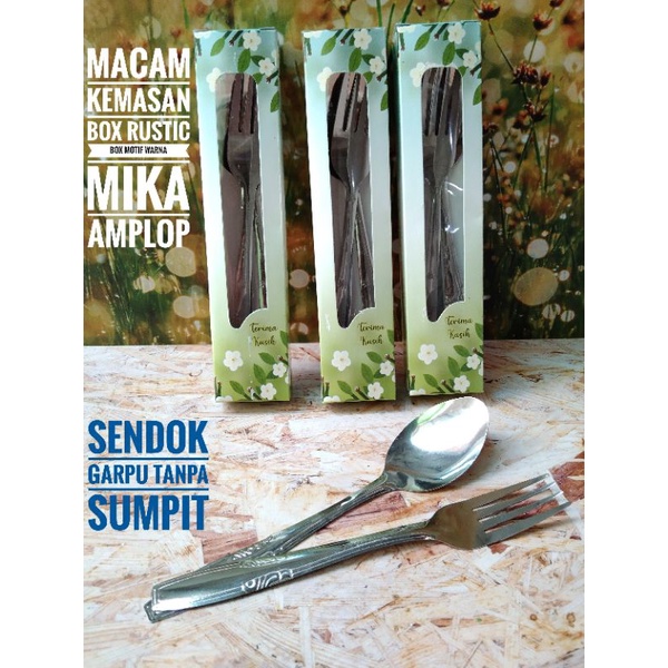 Souvenir Sendok Garpu Makan DAN PAKAI SUMPIT STENLIS Kemasan Mika Motif Sovenir PER PCS