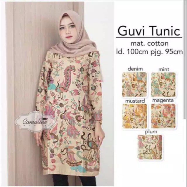 Guvi Tunic Batik Tunik Cendrawasih Batik Cewek Merak Papua Iriana Seragam Batik Kerja Jumbo Xxxl