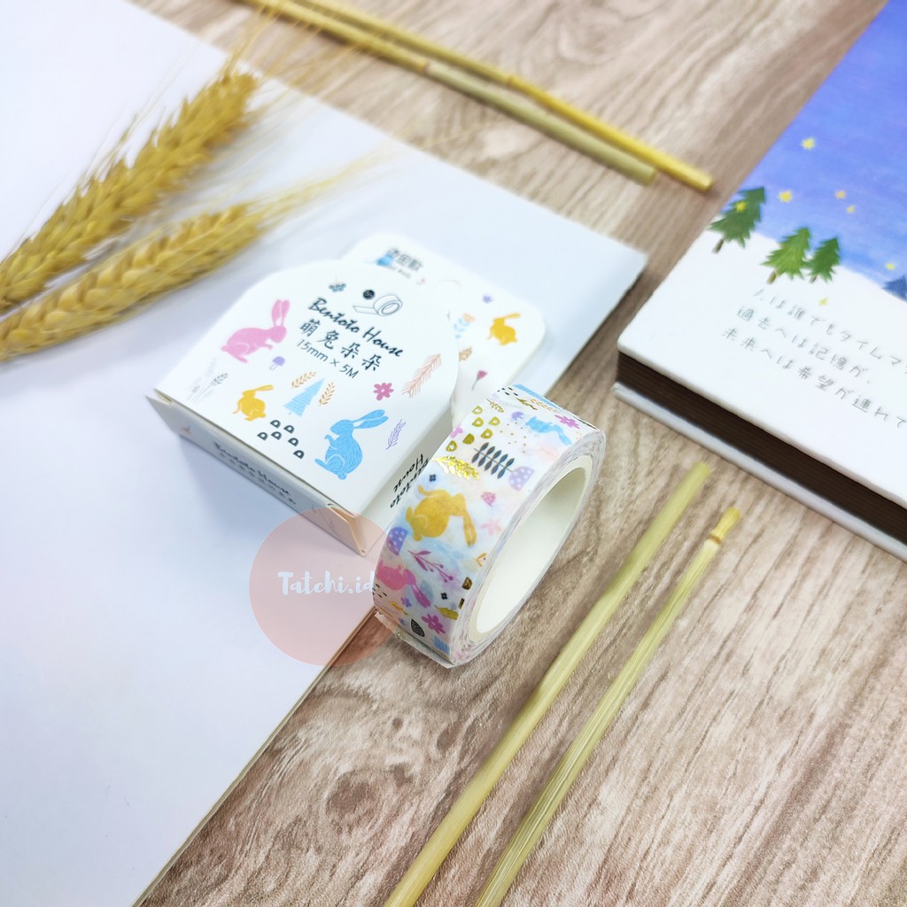 

Colorful Rabbit Gold Foil Washi Tape/ Masking Tape/ Selotip Motif