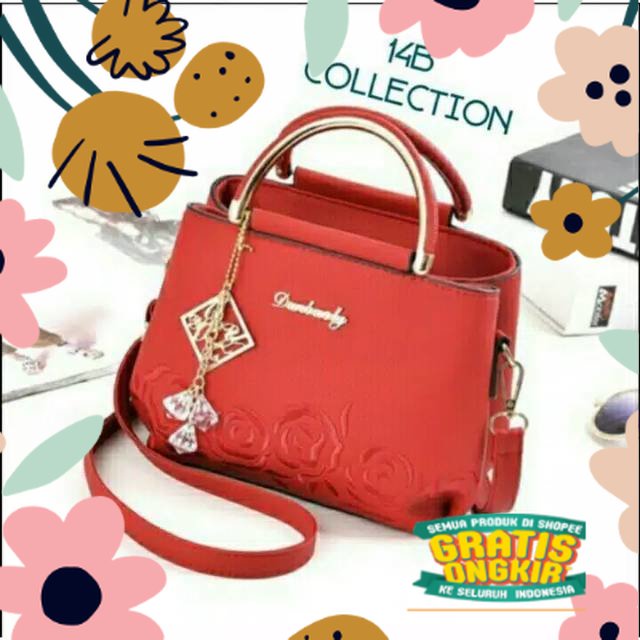 Merah Red fanta baby pink peach maron marun pelangi / Tas Selempang Bahu Pesta Kondangan Fashion Wan