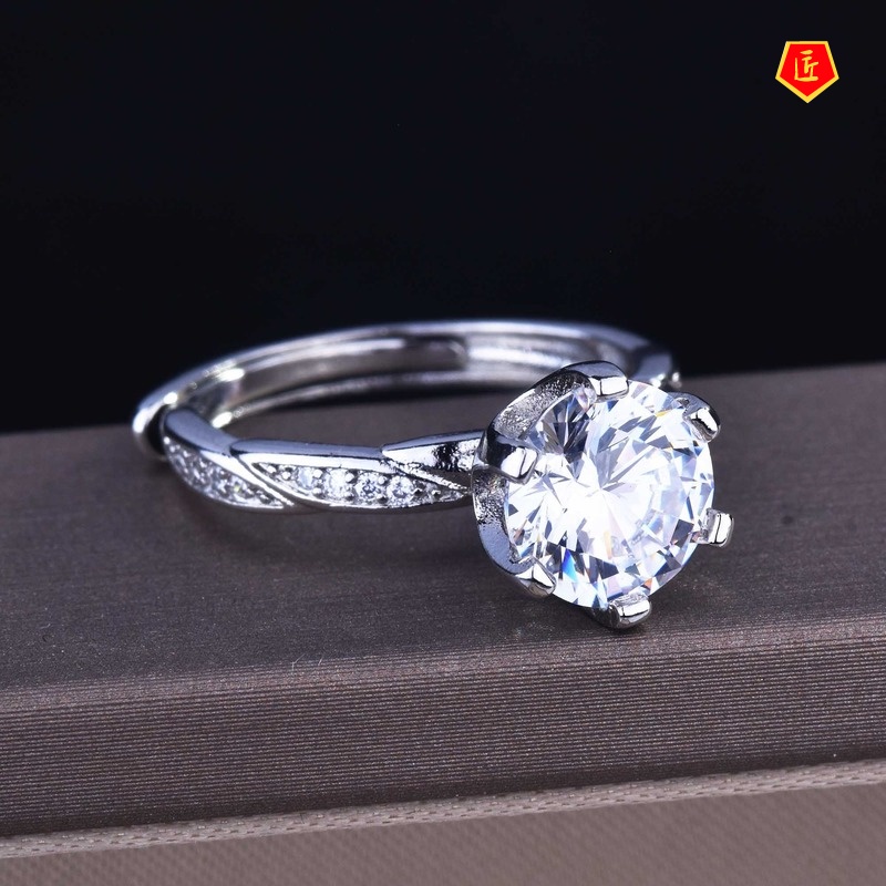 [Ready Stock]Simple Moissanite Ring Pt950 Fashion Special-Interest