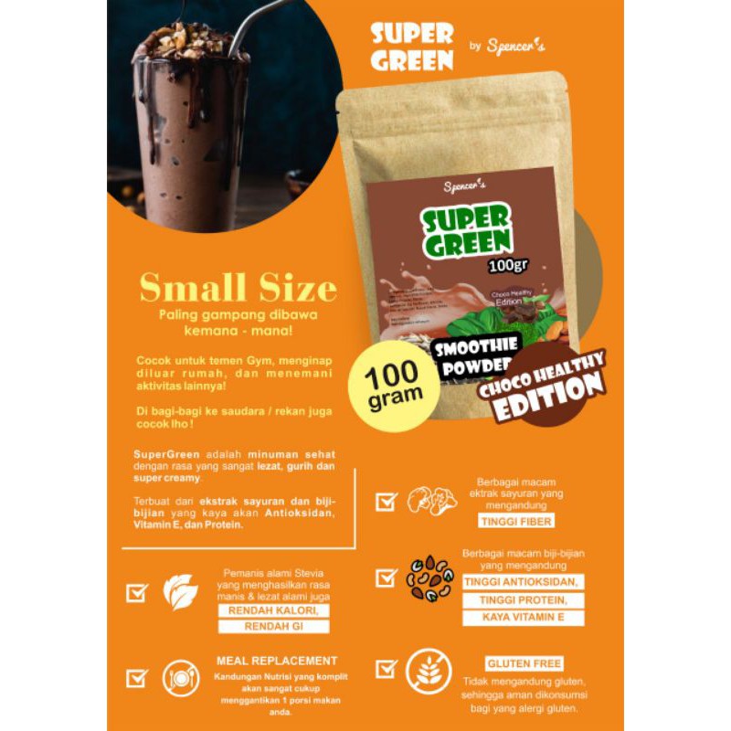 

SuperGreen smootie powder rasa coklat