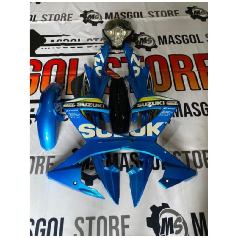 cover body full halus satria fu facelift warna biru