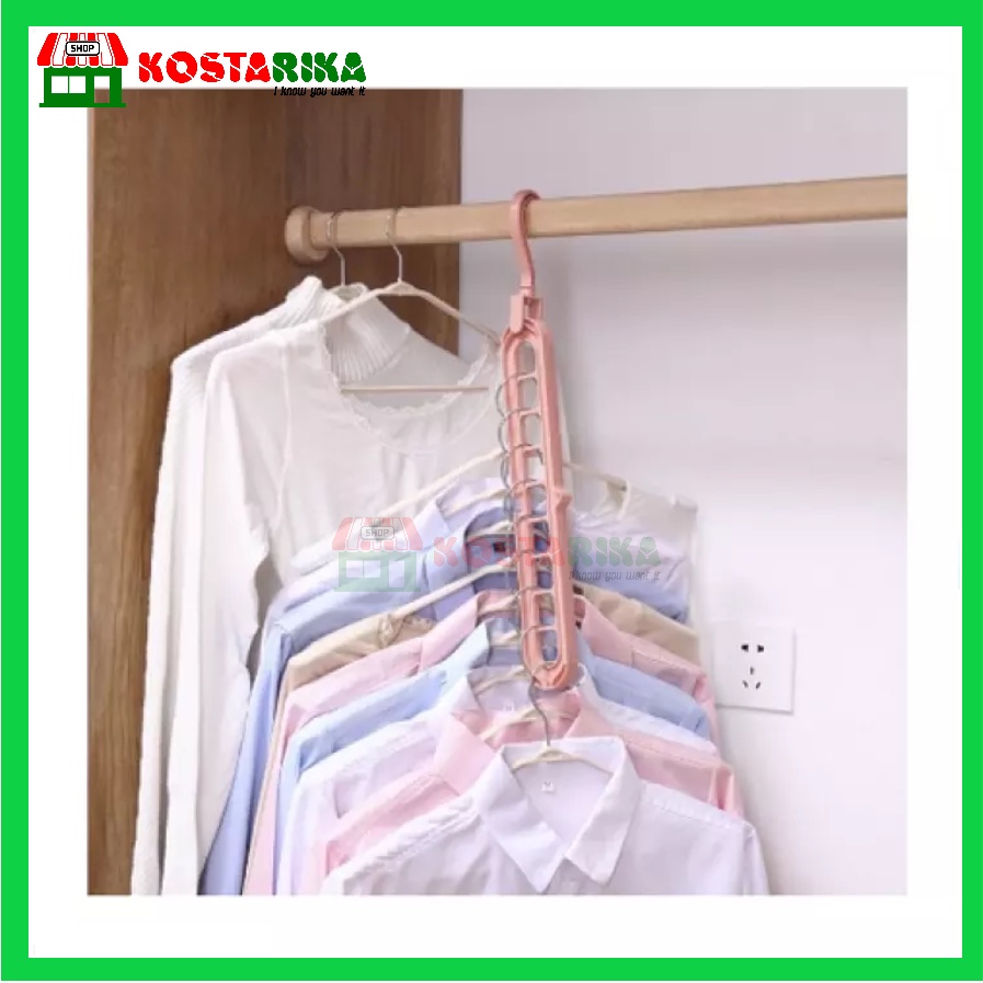 KOSTARIKA Gantungan Baju 9 lubang Atau Magic Hanger Instant 9 in 1 Gantungan Baju 9 in 1