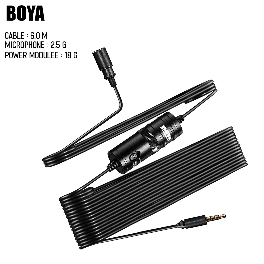 Microphone Omnidirectional Lavalier BOYA BY-M1 Original  Suara Jernih Berkualitas Smartphone Handphone Camcorder Kamera PC