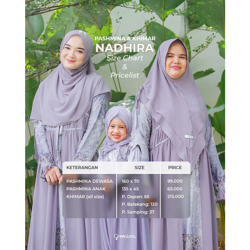 Greenism Gamis Nadhira Dress Mom Quality Premium Syari'i -  Family Set Sarimbit Greenism