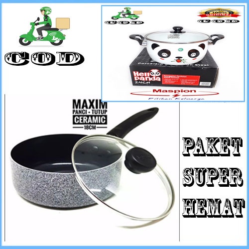 PAKET Maxim ISI 2 PCS Neostone Sauce Pan 18 Cm + 24 CM HELOPANDA ORI Ceramic PROMO SUPER MANTAP