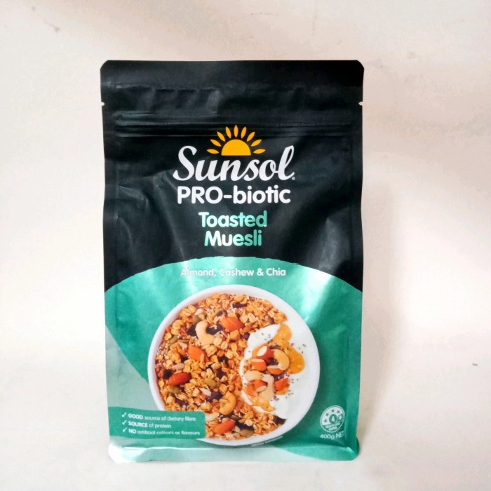 

SUNSOL PRO BIOTIC TOASTED MUESLI ALMOND, CASHEW & CHIA 400 GR
