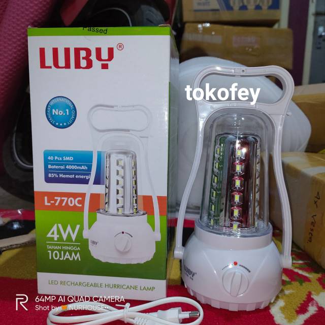 Lampu Cas LED Emergency LUBY L 770C 4 watt tahan lama 12 jam