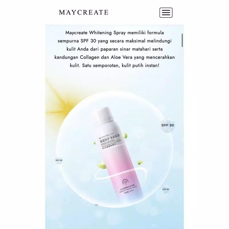 ❤️G.A.SHOP❤️ MAYCREATE WHITENING SPRAY / LAMEILA WHITENING SPRAY