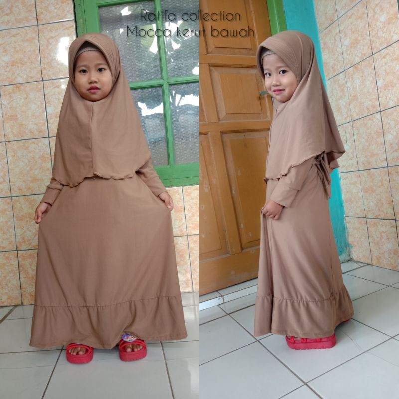 Gamis Anak Umur 1tahun-12tahun Kerut bawah jersey. by ratifa collection.