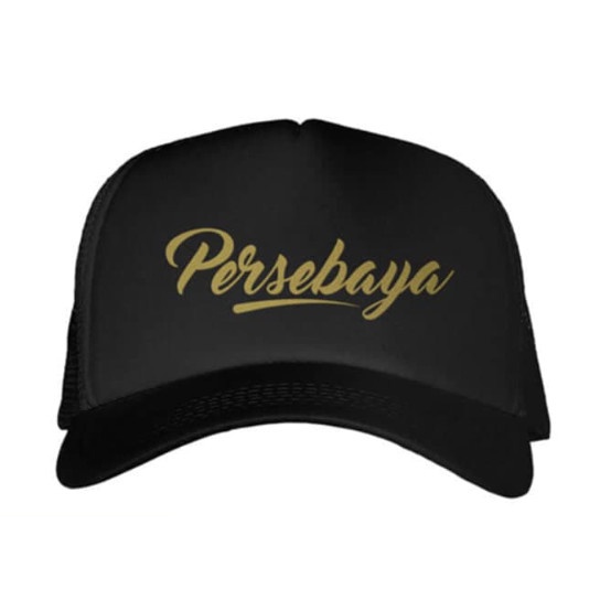 TOPI TRUCKER JARING DISTRO EMAS PERSEBAYA SURABAYA POLOS CUSTOM MURAH ASLI IMPORT 