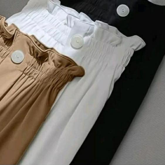 ✰ CELANA WANITA KULOT KERUT SUSUN PANJANG KANCING DEPAN ♣