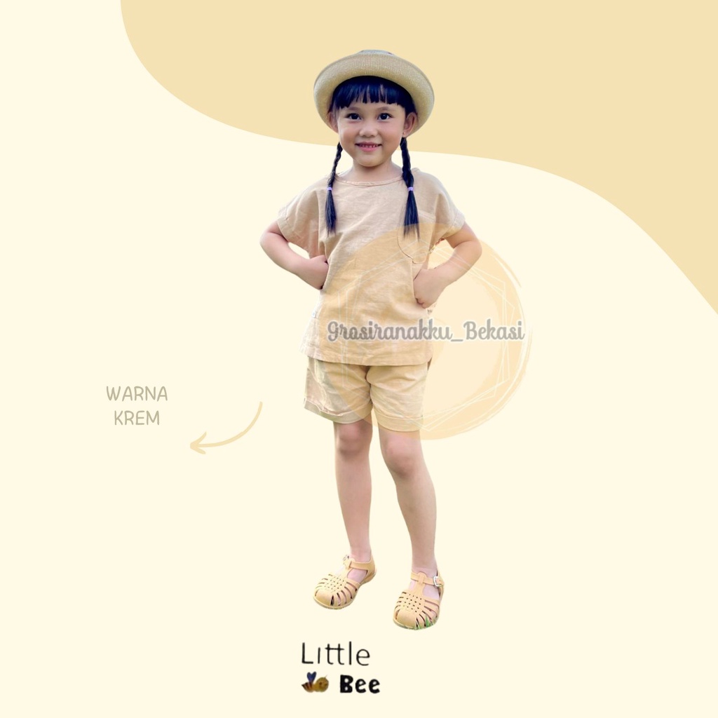 Setelan Anak Unisex Biya LittleBee Warna Krem Size 1-5 Thn