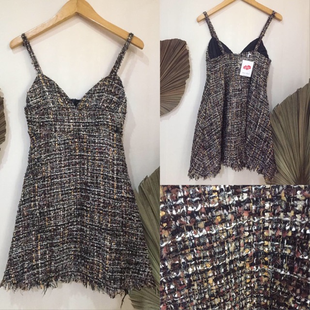 Dress Tweed Premium Luaran Overall Impor