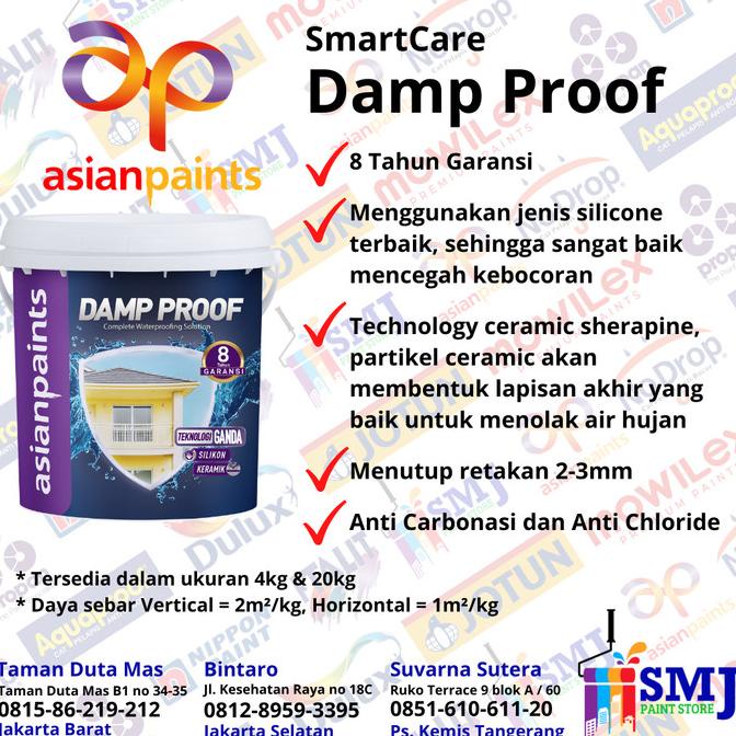 CAT ANTI BOCOR ASIAN PAINTS SMART CARE DAMP PROOF TINTING 4 KG