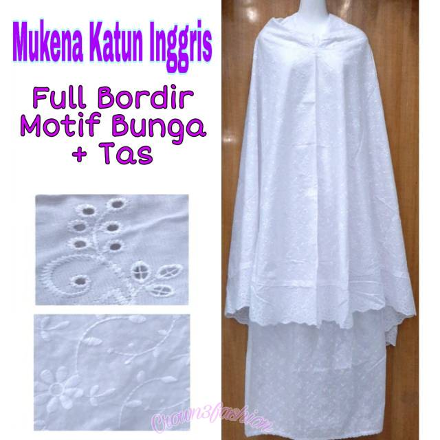 Mukena Katun Bordir Terbaru / Mukena Katun Inggris|√