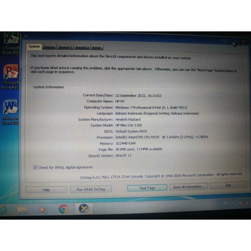 

notebook hp mini 210-1100
