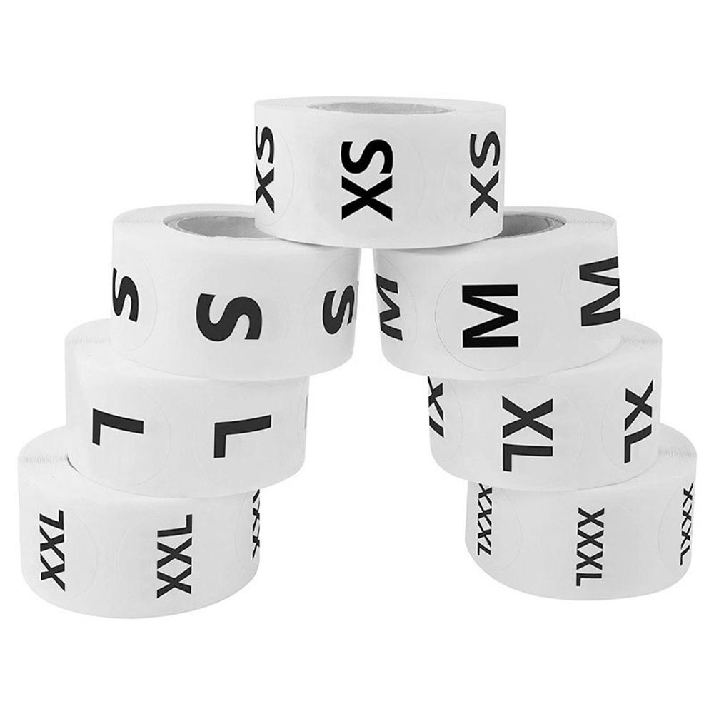 Lanfy Stiker Ukuran Pakaian Putih Multi Ukuran XS/S/M/L/XL Self Adhesive Untuk Label Ukuran Garment