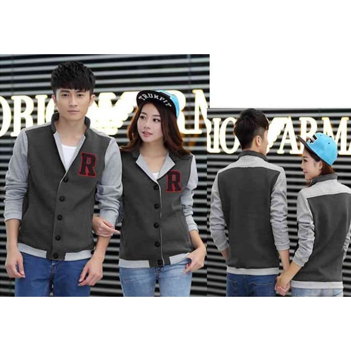 Promo Couple Jaket R Abu Tua combi Abu LO  couple jaket babyterry abu