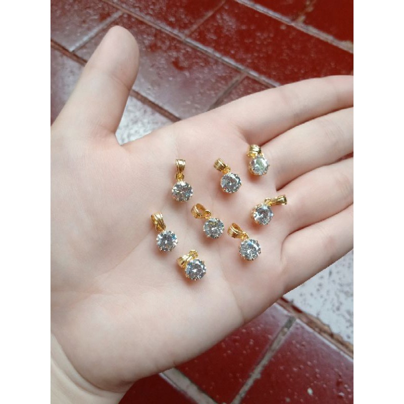 liontin solitaire mp S925 / perhiasan perak asli 925 lapis emas