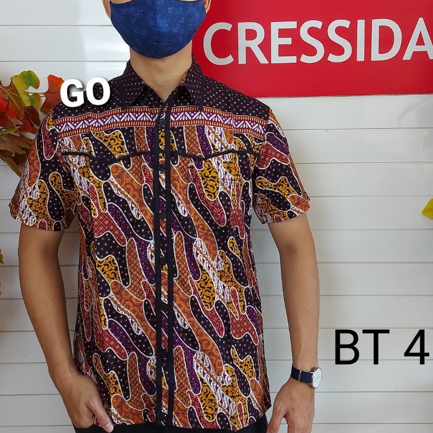 gof CRESSIDA KEMEJA BATIK Pakaian Pria Atasan Kemeja Hem Casual Reguler Original Lengan Pendek Bagus