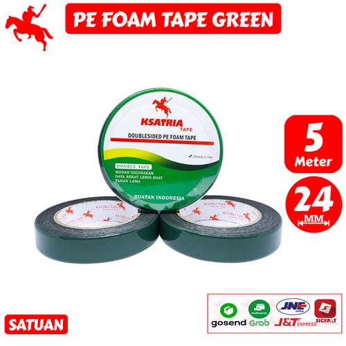 

PE Foam Tape Green / DoubleTape Busa Hitam KSATRIA Tape 24mm x 5 meter