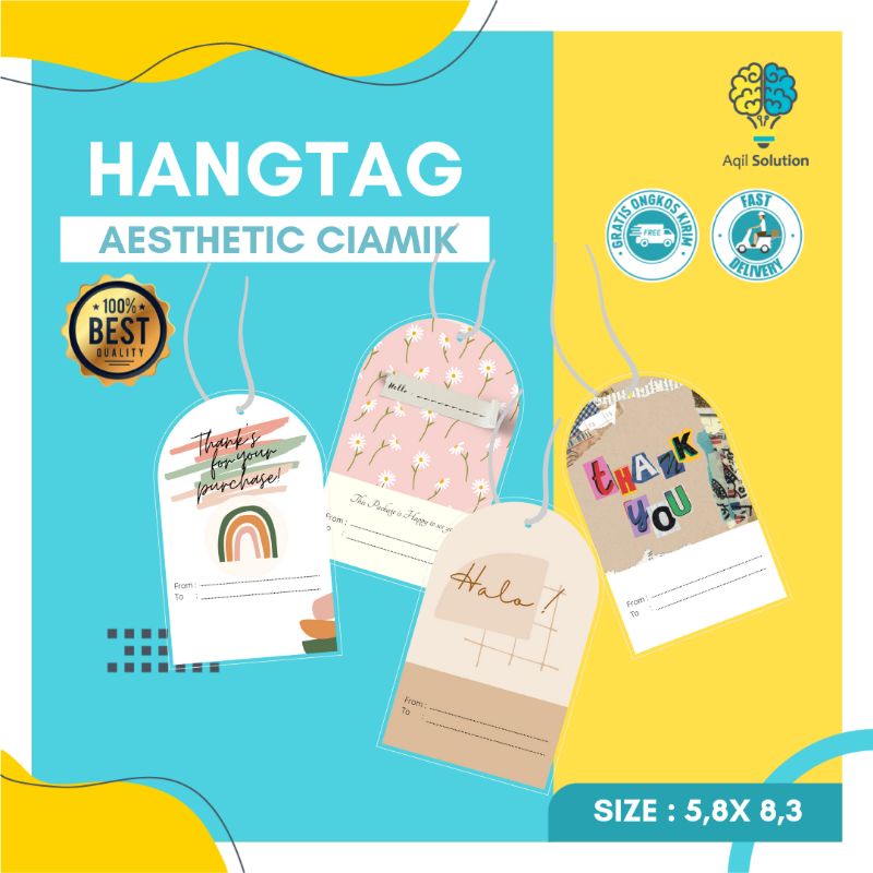 [30pcs Free Tali] Hangtag Aestetic Nama Ready Stok &amp; Custom Tag Nama, Hangtag Kosong Aesthetic hampers, Aestetik