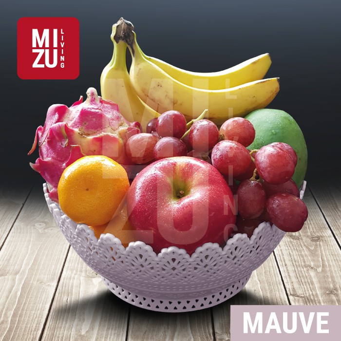 [CLEARANCE SALE] Keranjang Plastik Buah Baskom Serbaguna Mangkok BULAT BESAR 25.5cm-MAUVE