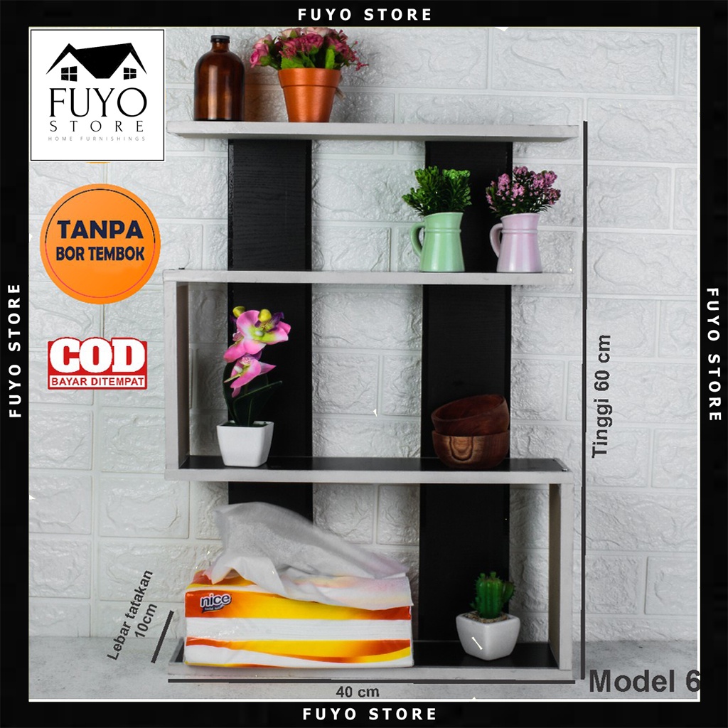 FYSRM6 - Rak Dinding Minimalis Model 10 / Rak Gantung Serbagun / Rak Buku / Rak Bunga Hias / Rak Ser