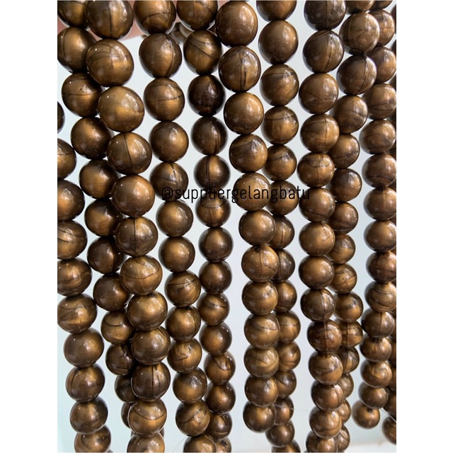 spacer resin bakar bulat 12mm bahan craft gelang kalung beads cokelat