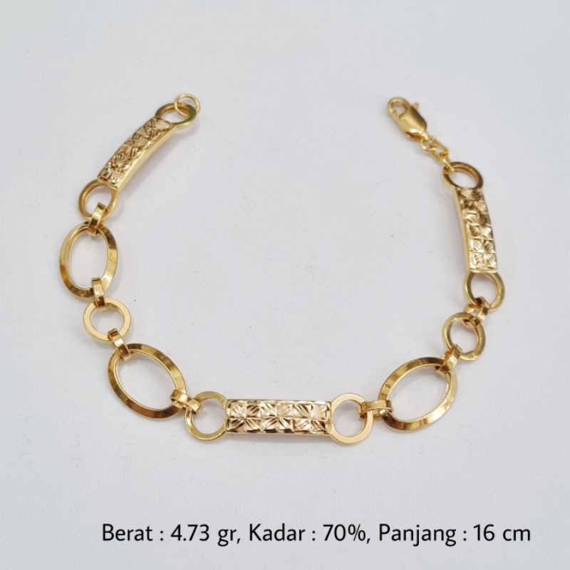 4.73 gr - Gelang Emas Rantai Hollow Plat 16 cm Kadar 70% (16K) - DT