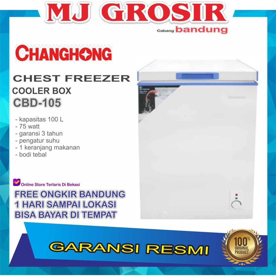 CHANGHONG CBD 105 CHEST FREEZER BOX 100 L LEMARI PEMBEKU 100 LITER