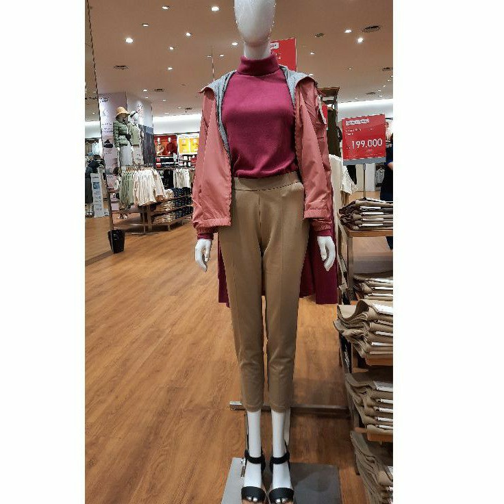 JASTIP SALE UNIQLO CELANA PANJANG WANITA PONTE SLIM warna beige, wine, navy, dark grey, black