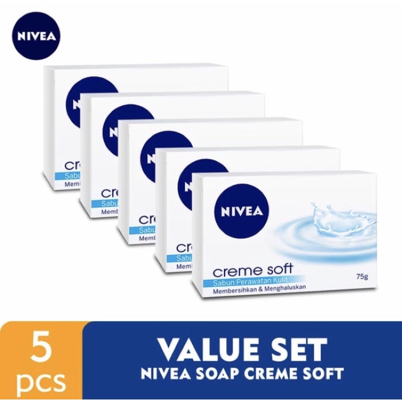 Nivea soap creme Soft Sabun Batang Paket isi 5 pcs